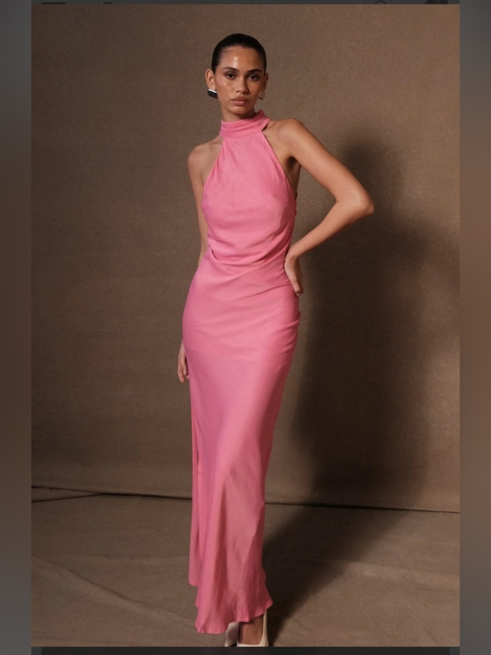 Meshki Claire Satin Drape Back Maxi Dress XS NWT